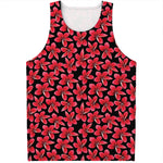 Red And Black Frangipani Pattern Print Men's Tank Top