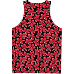 Red And Black Frangipani Pattern Print Men's Tank Top