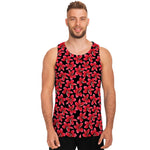 Red And Black Frangipani Pattern Print Men's Tank Top