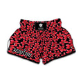 Red And Black Frangipani Pattern Print Muay Thai Boxing Shorts