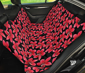 Red And Black Frangipani Pattern Print Pet Car Back Seat Cover