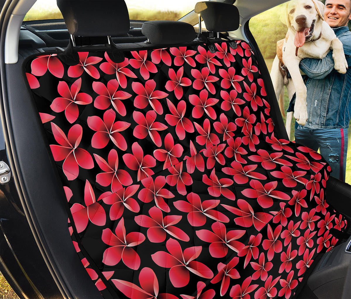 Red And Black Frangipani Pattern Print Pet Car Back Seat Cover