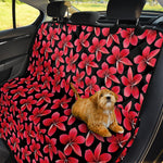 Red And Black Frangipani Pattern Print Pet Car Back Seat Cover