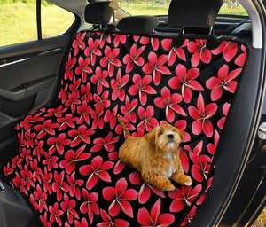 Red And Black Frangipani Pattern Print Pet Car Back Seat Cover