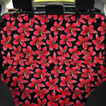 Red And Black Frangipani Pattern Print Pet Car Back Seat Cover