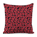 Red And Black Frangipani Pattern Print Pillow Cover