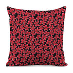 Red And Black Frangipani Pattern Print Pillow Cover