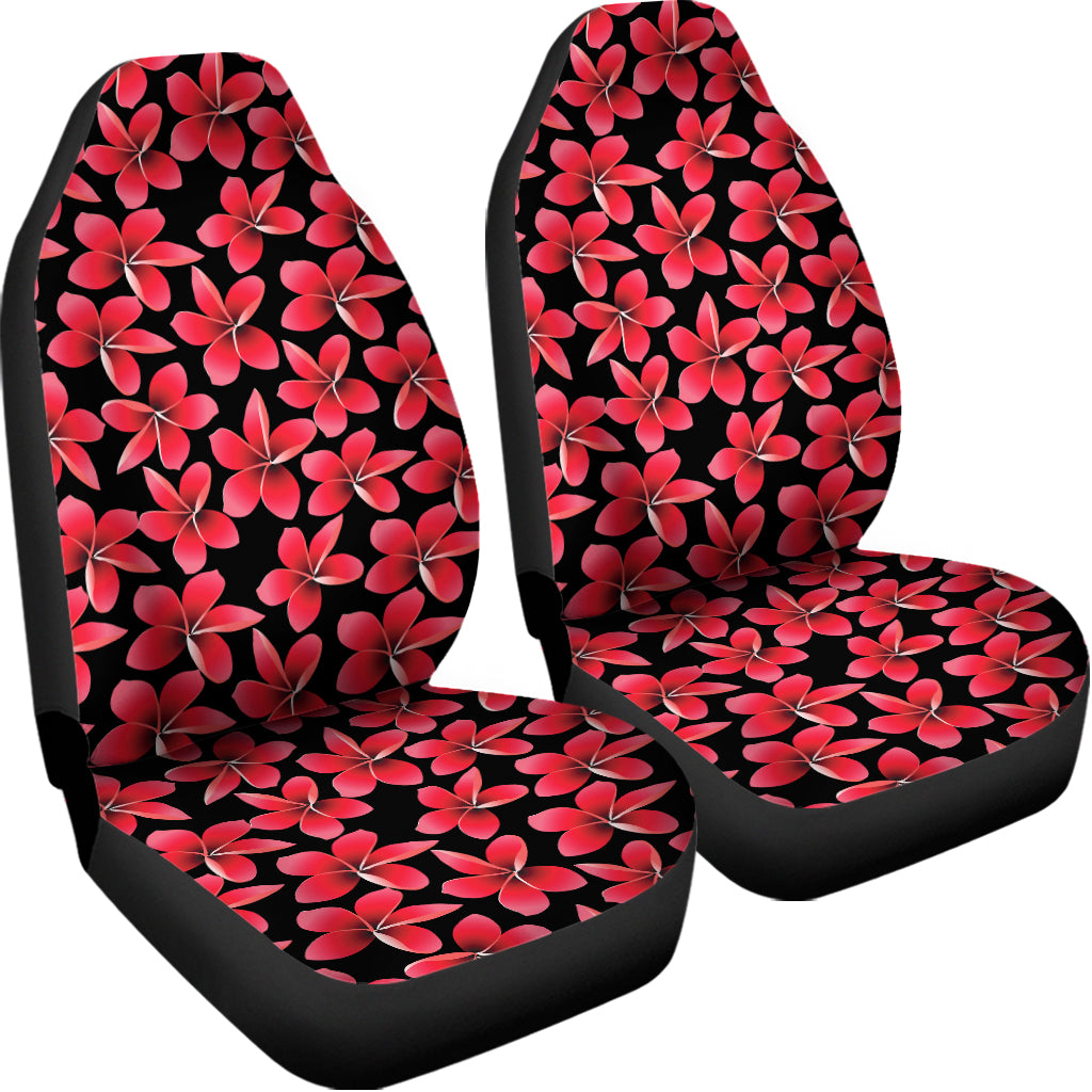 Red And Black Frangipani Pattern Print Universal Fit Car Seat Covers