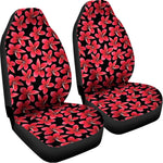 Red And Black Frangipani Pattern Print Universal Fit Car Seat Covers