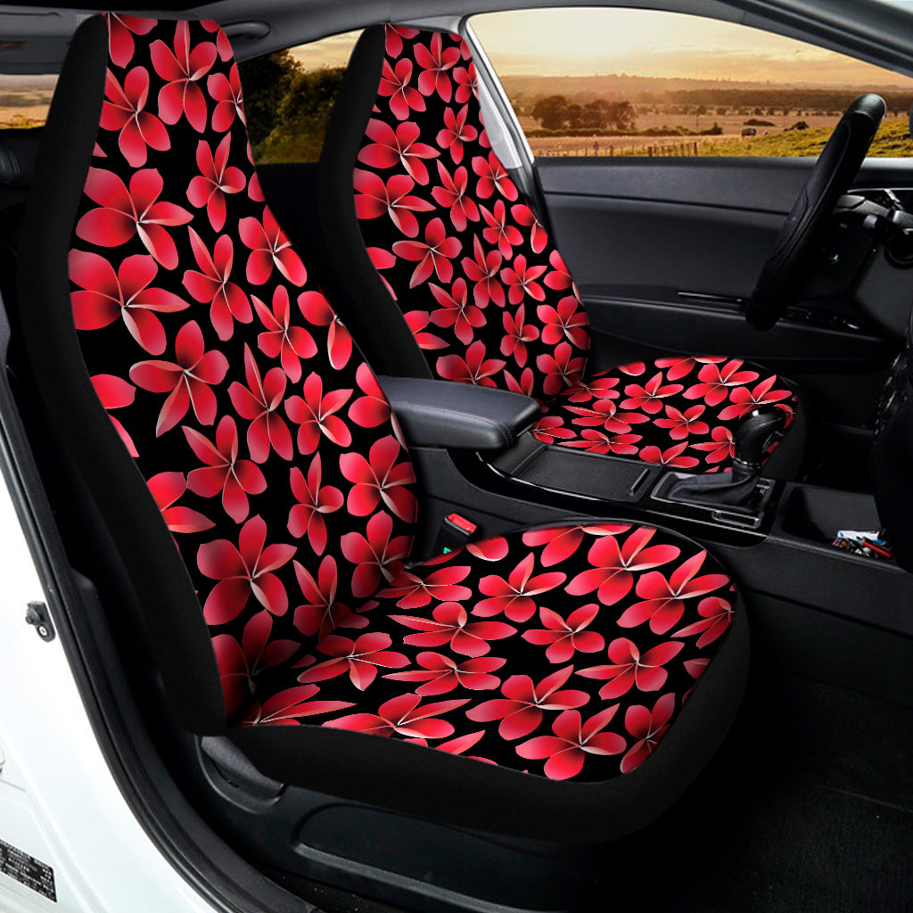 Red And Black Frangipani Pattern Print Universal Fit Car Seat Covers
