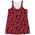 Red And Black Frangipani Pattern Print Women's Racerback Tank Top