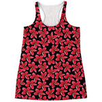 Red And Black Frangipani Pattern Print Women's Racerback Tank Top