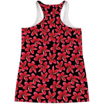 Red And Black Frangipani Pattern Print Women's Racerback Tank Top