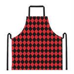 Red And Black Harlequin Pattern Print Apron