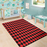 Red And Black Harlequin Pattern Print Area Rug
