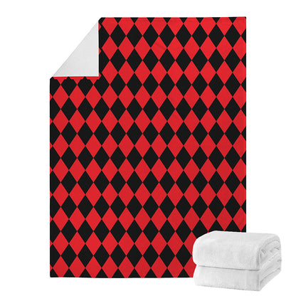 Red And Black Harlequin Pattern Print Blanket
