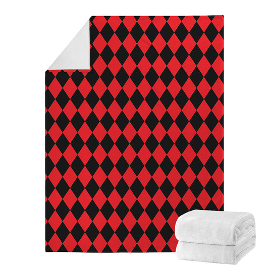 Red And Black Harlequin Pattern Print Blanket