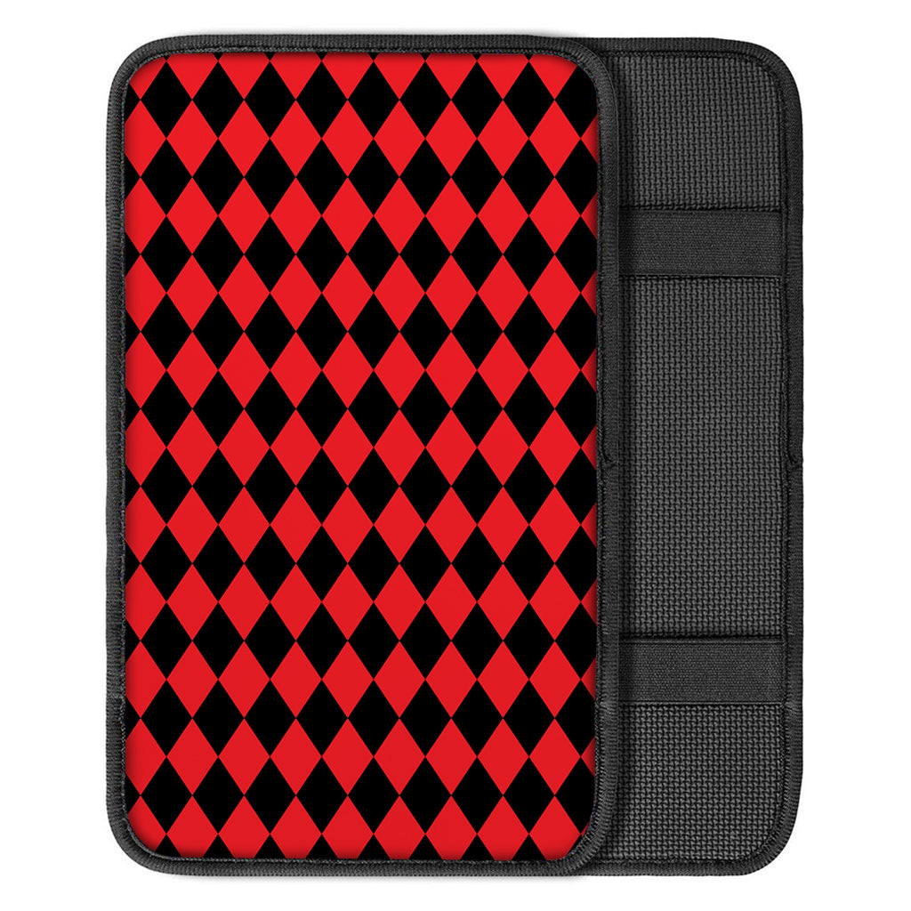 Red And Black Harlequin Pattern Print Car Center Console Cover