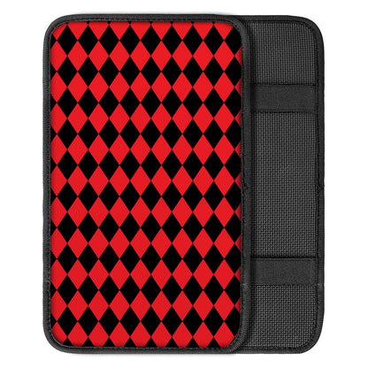 Red And Black Harlequin Pattern Print Car Center Console Cover
