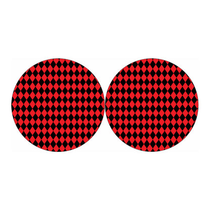 Red And Black Harlequin Pattern Print Car Coasters