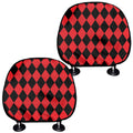 Red And Black Harlequin Pattern Print Car Headrest Covers