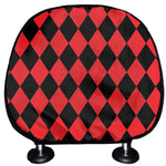 Red And Black Harlequin Pattern Print Car Headrest Covers