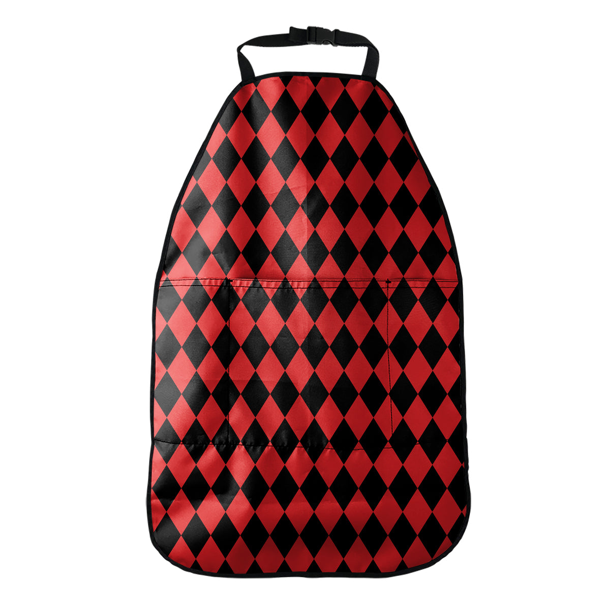 Red And Black Harlequin Pattern Print Car Seat Organizers
