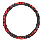 Red And Black Harlequin Pattern Print Car Steering Wheel Cover