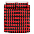 Red And Black Harlequin Pattern Print Duvet Cover Bedding Set