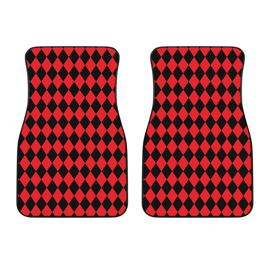 Red And Black Harlequin Pattern Print Front Car Floor Mats