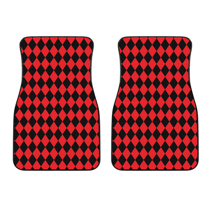 Red And Black Harlequin Pattern Print Front Car Floor Mats
