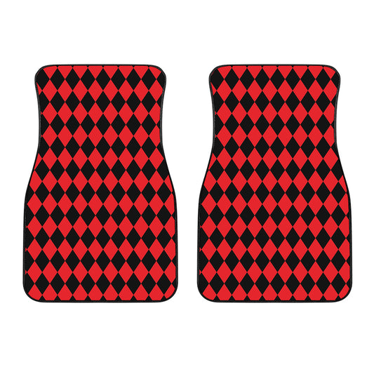 Red And Black Harlequin Pattern Print Front Car Floor Mats
