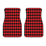 Red And Black Harlequin Pattern Print Front Car Floor Mats