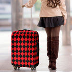 Red And Black Harlequin Pattern Print Luggage Cover