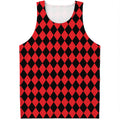 Red And Black Harlequin Pattern Print Men's Tank Top