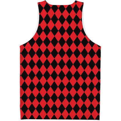 Red And Black Harlequin Pattern Print Men's Tank Top