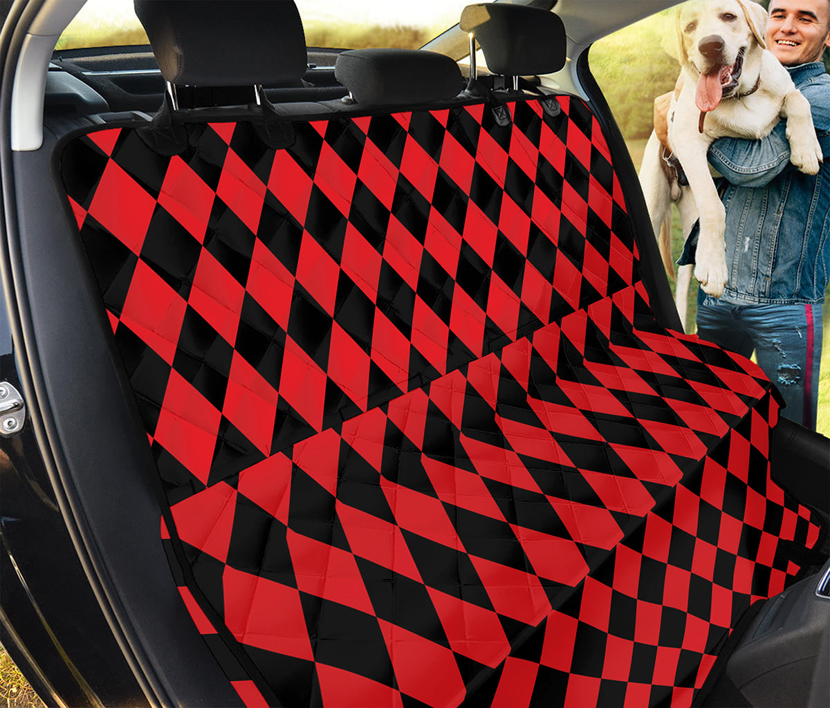 Red And Black Harlequin Pattern Print Pet Car Back Seat Cover