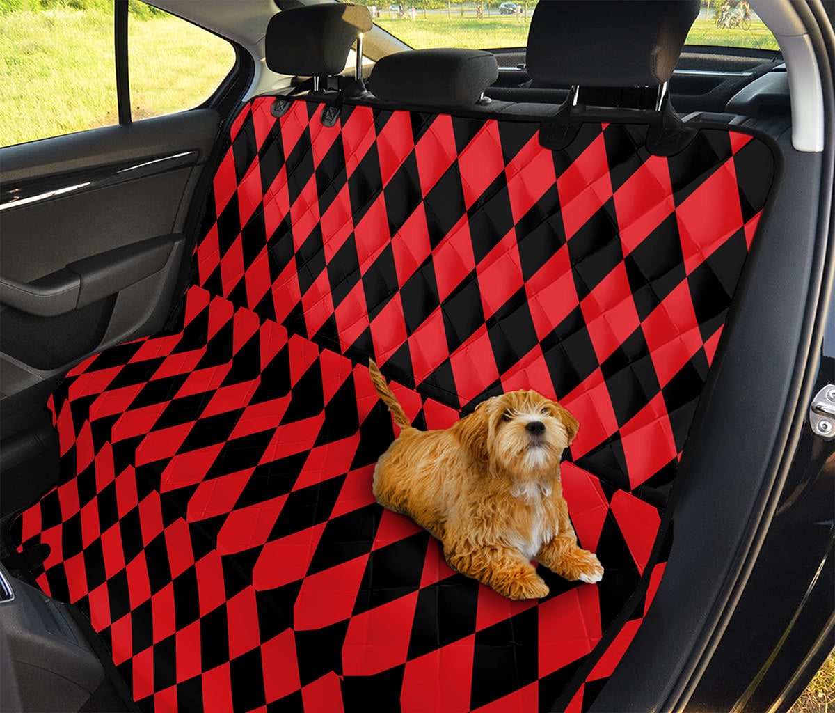 Red And Black Harlequin Pattern Print Pet Car Back Seat Cover