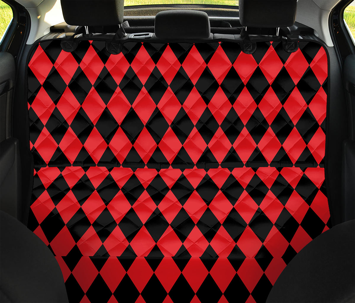 Red And Black Harlequin Pattern Print Pet Car Back Seat Cover