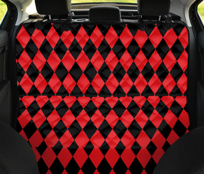 Red And Black Harlequin Pattern Print Pet Car Back Seat Cover