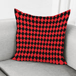 Red And Black Harlequin Pattern Print Pillow Cover