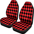 Red And Black Harlequin Pattern Print Universal Fit Car Seat Covers