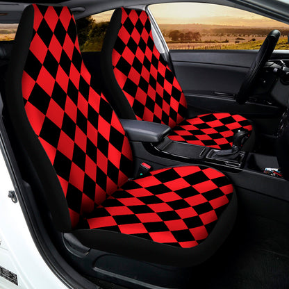 Red And Black Harlequin Pattern Print Universal Fit Car Seat Covers