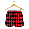 Red And Black Harlequin Pattern Print Women's Shorts