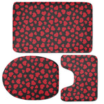 Red And Black Heart Pattern Print 3 Piece Bath Mat Set
