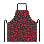 Red And Black Heart Pattern Print Apron