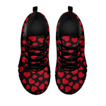 Red And Black Heart Pattern Print Black Sneakers