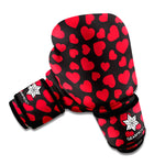 Red And Black Heart Pattern Print Boxing Gloves