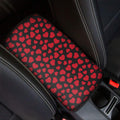 Red And Black Heart Pattern Print Car Center Console Cover
