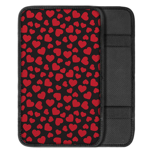 Red And Black Heart Pattern Print Car Center Console Cover